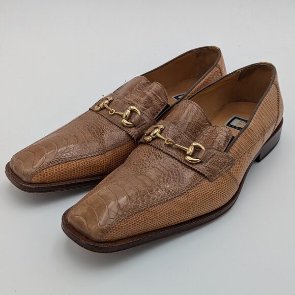 David Eden Ostrich Leg Lizard Loafers Men’s Dress Shoes Size 11Tan Cognac Color main image 6